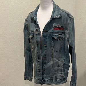 Universal Washed Blue Denim Jacket with Chest Patch